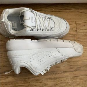 White Fila Disruptors